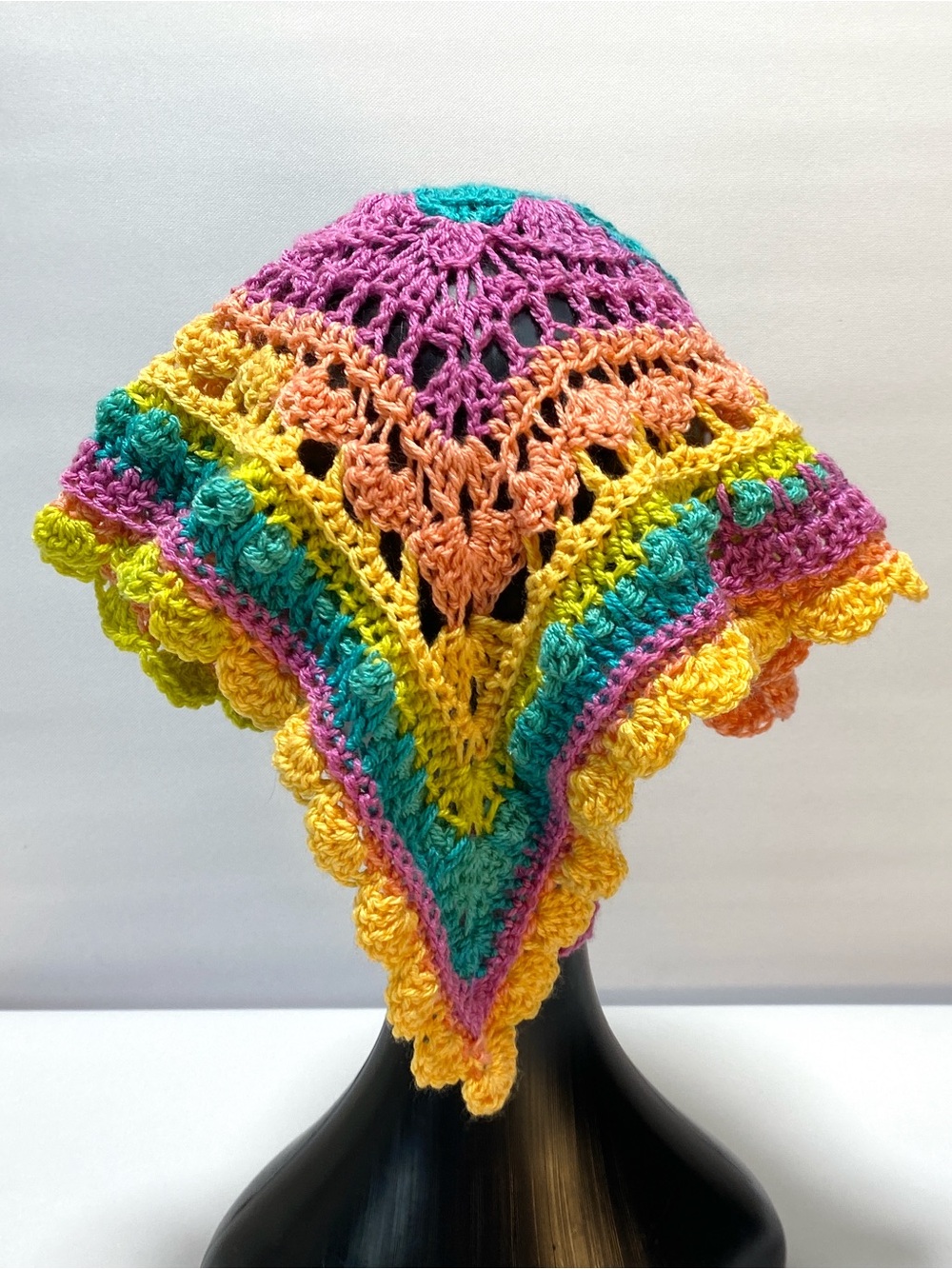 Handmade Rainbow Crochet Hair Scarf